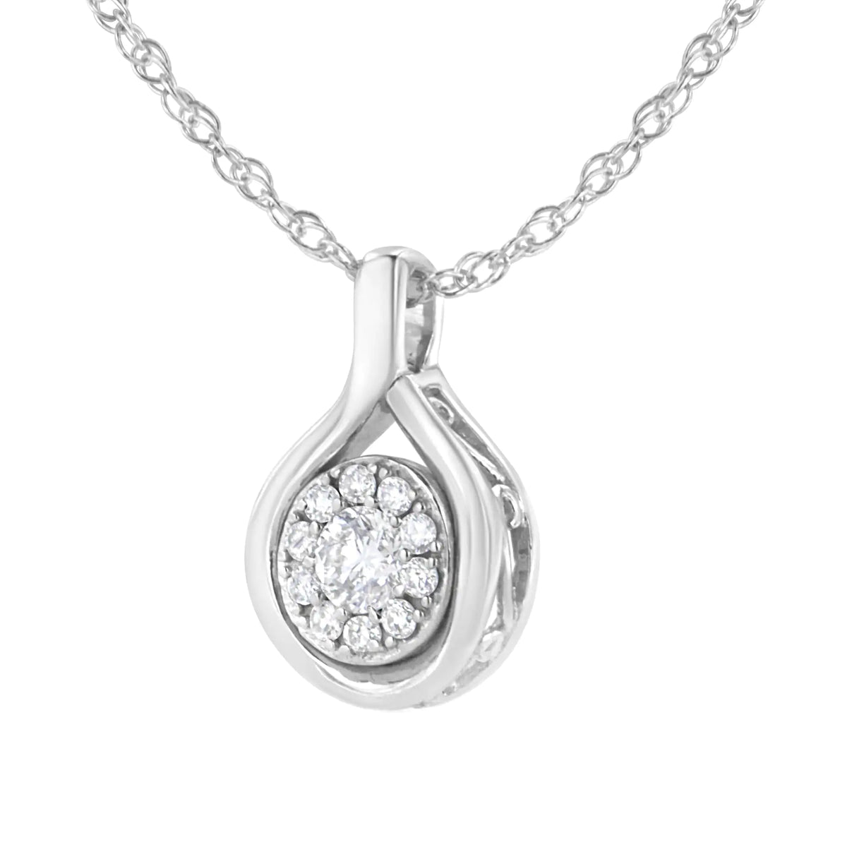 Collar con colgante de gota de diamante cultivado en laboratorio de 1/4 ct en plata esterlina 925 (color FG, claridad VS2-SI1)