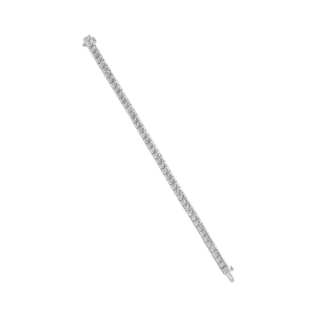 Bracelet de tennis en argent sterling 925 avec diamants et perles Miracle Set 1/4 ct, 7,25 po (couleur IJ, clarté I2-I3)