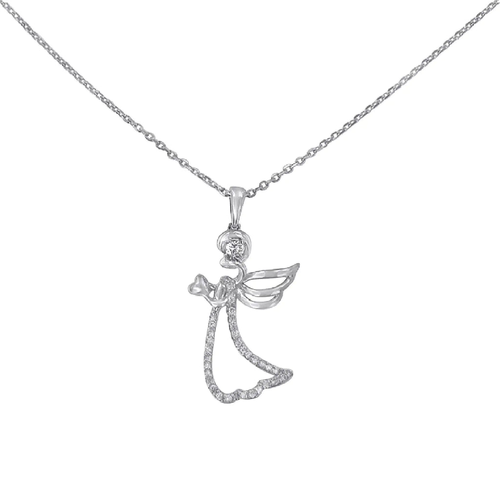 Collar con colgante de ángel de diamantes de 1/5 ct en plata de ley 925 (HI, I1-I2)