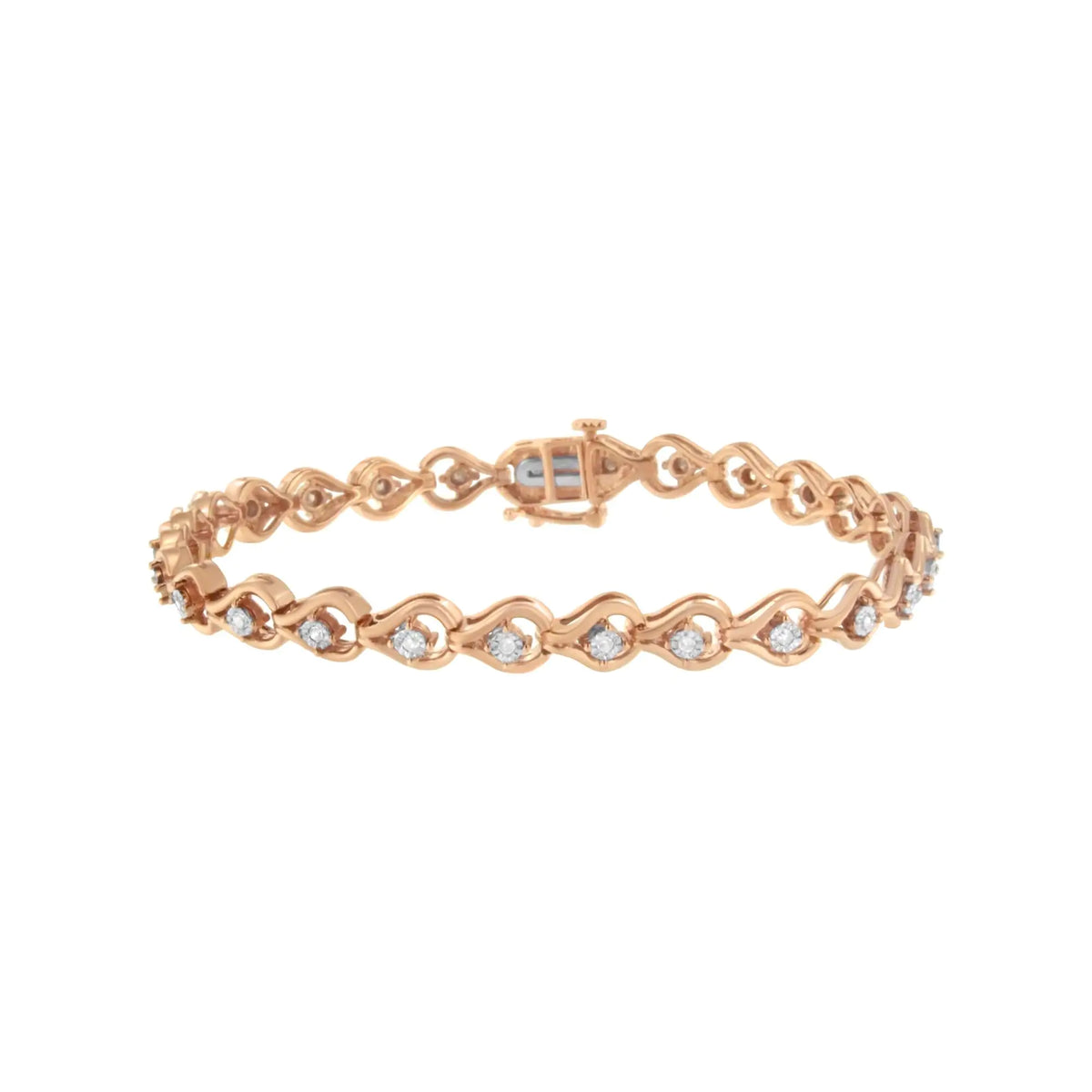 Pulsera de eslabones de 7" en forma de lágrima con diamantes de 1/4 ct engastados en forma de milagro en plata de ley 925 (color IJ, claridad I3)