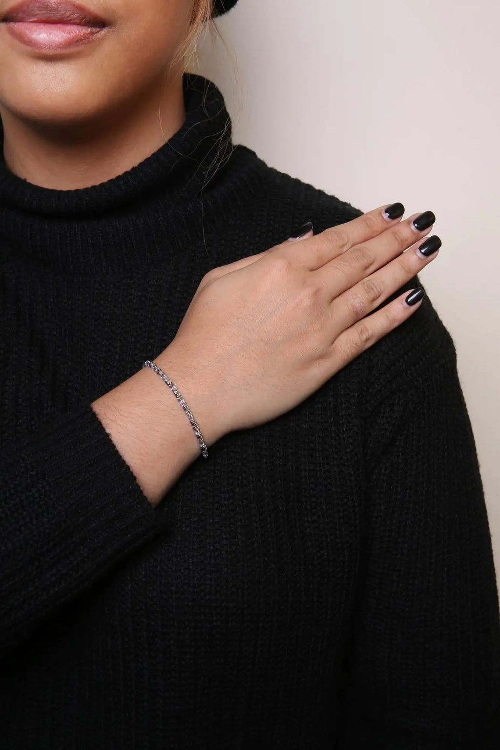 Pulsera de eslabones de tanzanita azul y diamantes negros de 1 1/2 ct en plata esterlina 925 (claridad I2-I3, color negro) - Tamaño 7,25"