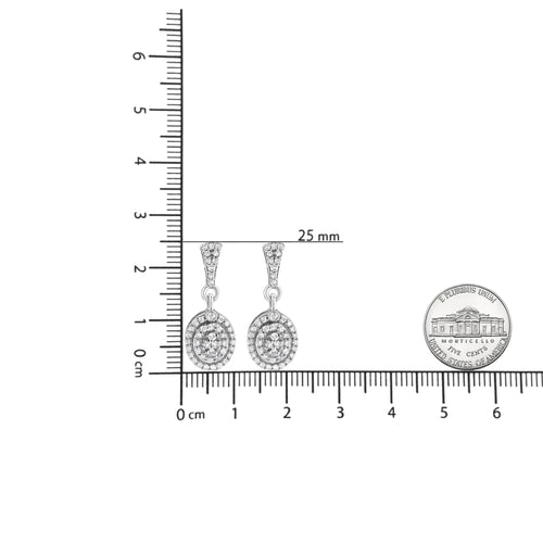 Pendientes colgantes y de gota ovalados con diamantes de 1,0 ct en plata de ley 925 (color IJ, claridad I3)