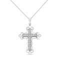 Collier pendentif croix de style Art déco en argent sterling 925 avec diamant taille ronde de 1/4 ct, 18 po (couleur JK, clarté I2-I3)