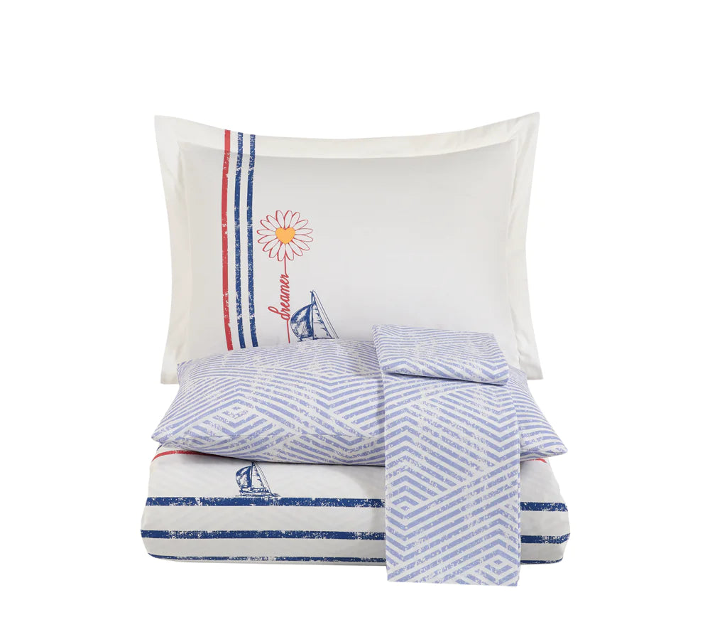 Juego de funda nórdica para cama de matrimonio de popelina blanca Hobby Olimpia