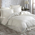 Parure de lit double en satin jacquard rayé Hobby Cream