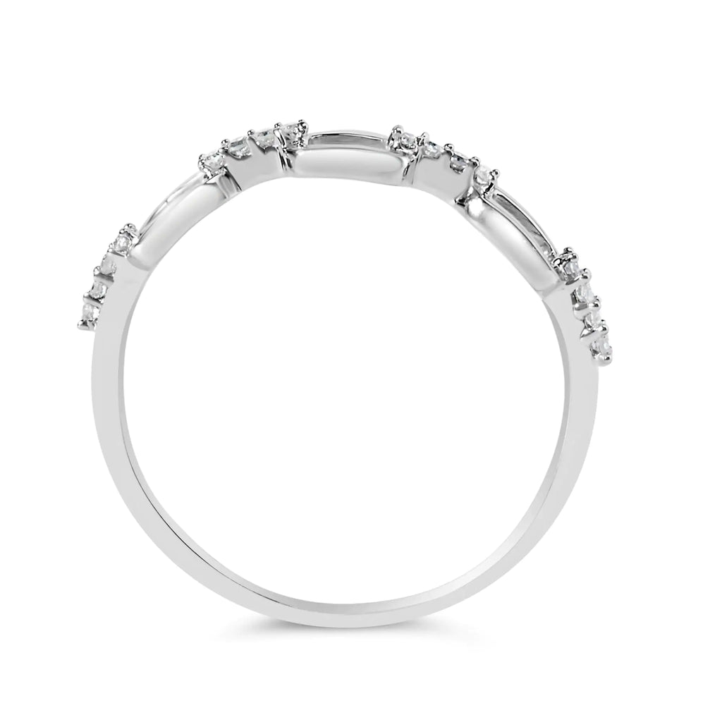 Anillo de plata de ley 925 con detalle de diamantes y banda con clip (color IJ, claridad I2-I3)