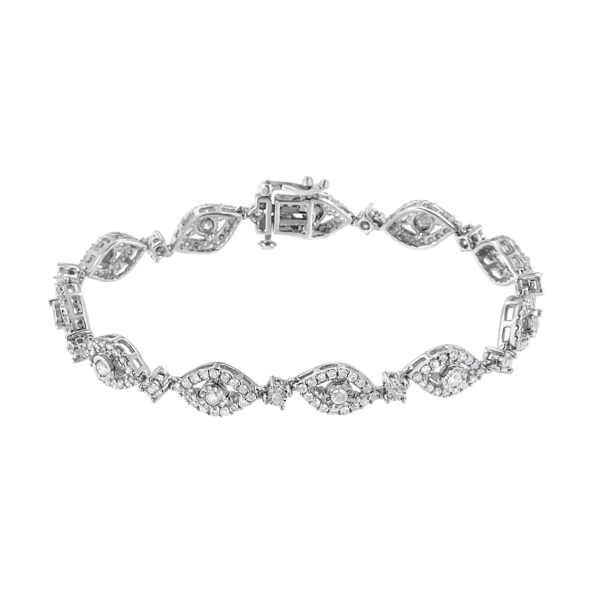 Pulsera de eslabones en bisel y en forma de pera con diamantes de 2 1/2 quilates en plata de ley 925 (color IJ, claridad I2-I3) - 7,5"