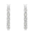 Aros de plata de ley 925 con milgrain de diamantes de 1/6 ct (color IJ, claridad I3)