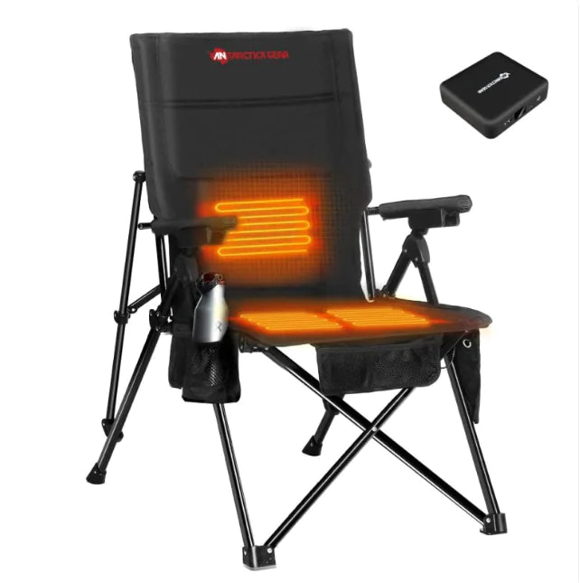 Silla de camping con calefacción Antarctica Gear con batería de 12 V y 5 bolsillos
