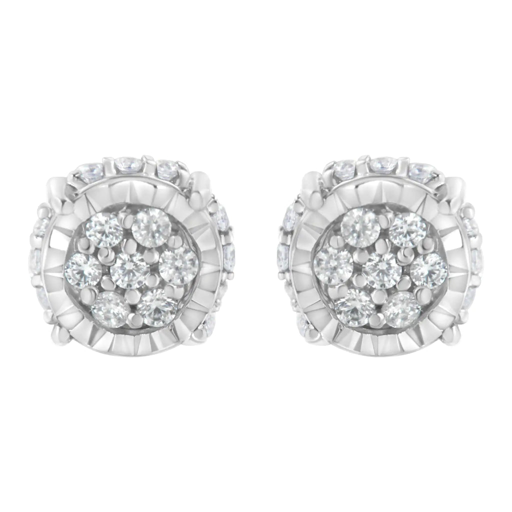 .925 Sterling Silver 1/3 cttw Round-cut Diamond Floral Stud Earring (I-J Clarity, I3 Color)