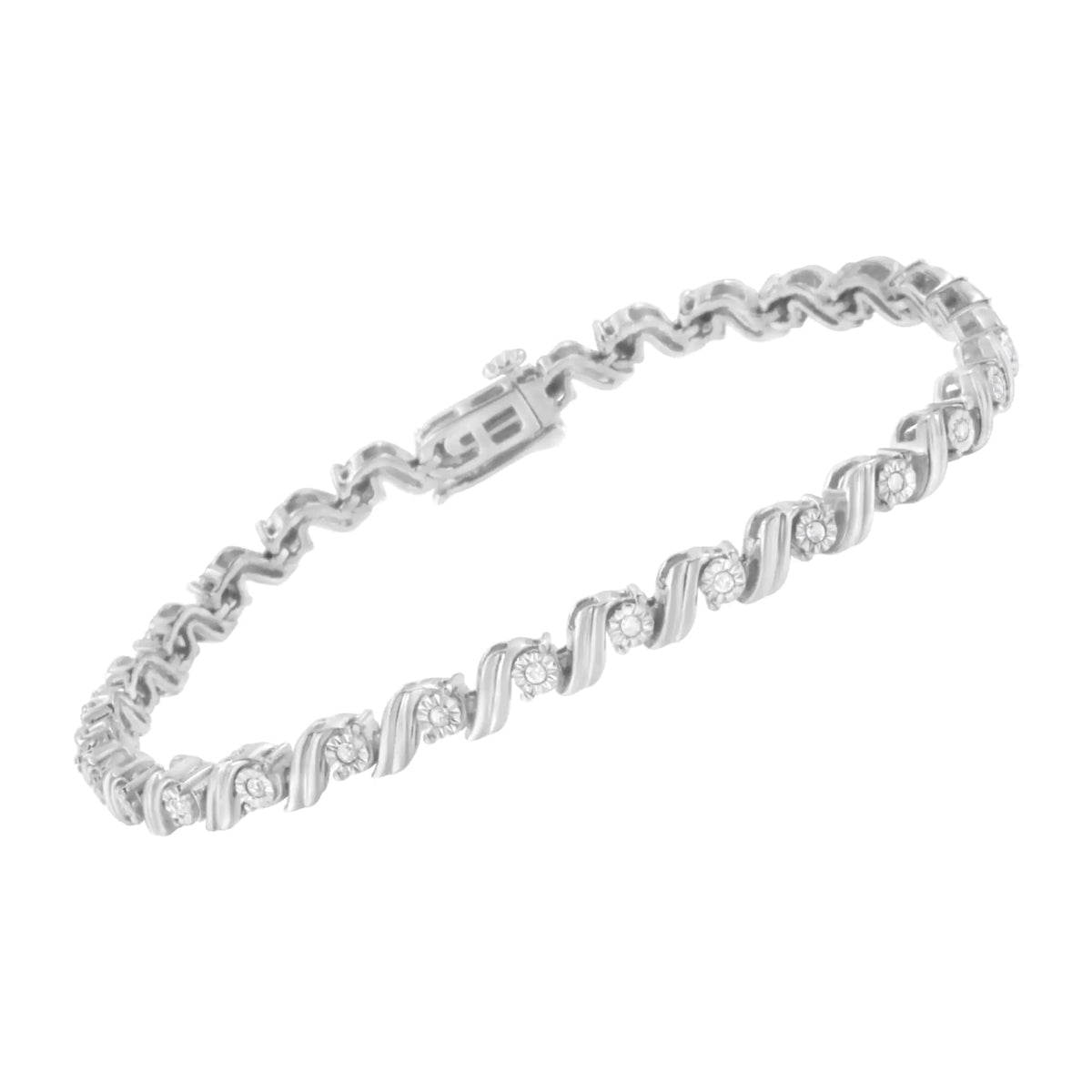 Pulsera de tenis de 7" con diamantes engastados milagrosamente de 1/4 ct en plata esterlina 925 (color IJ, claridad I3)