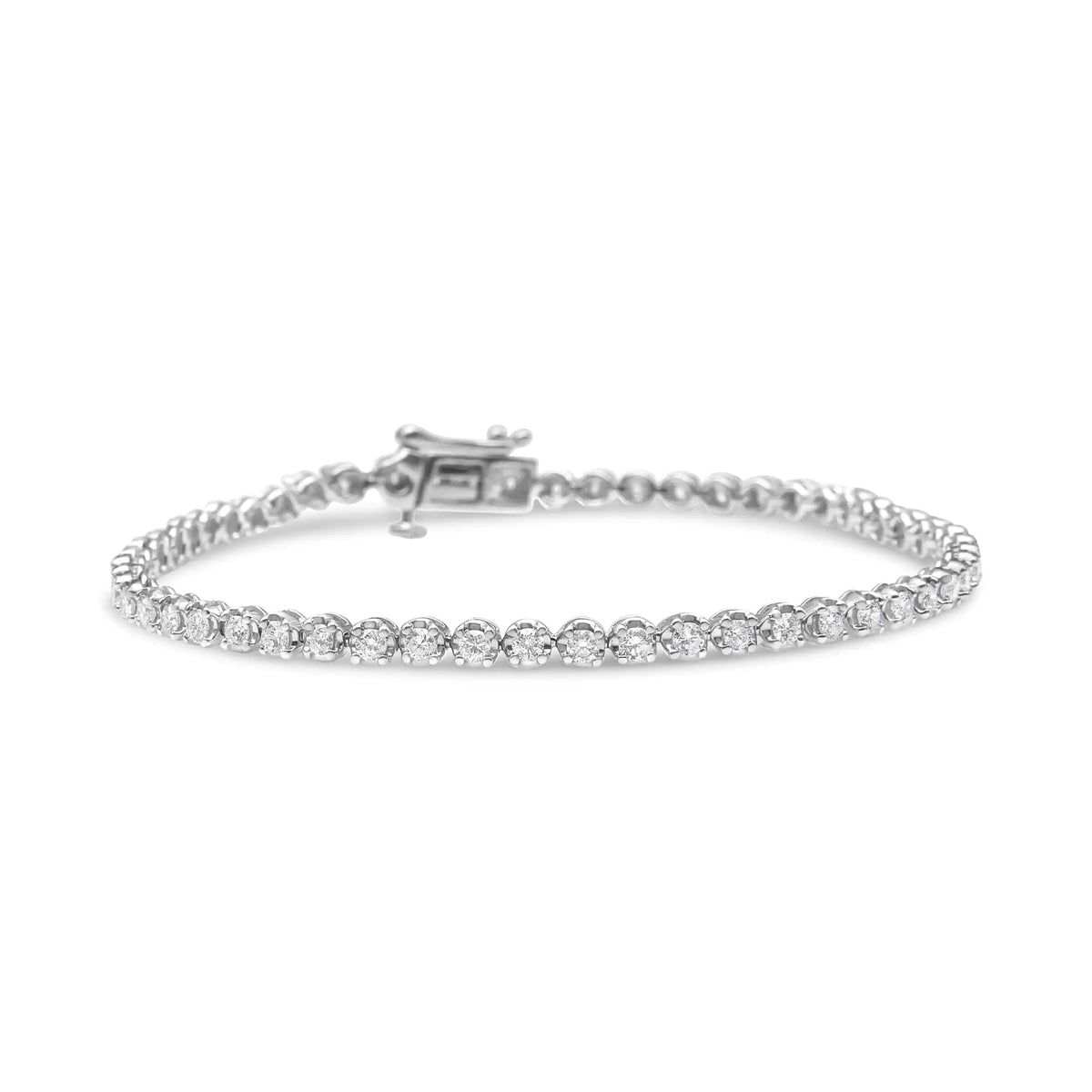 Pulsera de eslabones tipo tenis con diamantes de talla redonda de 2,00 ct en plata de ley 925 (color IJ, claridad I1-I2) - 7,25"