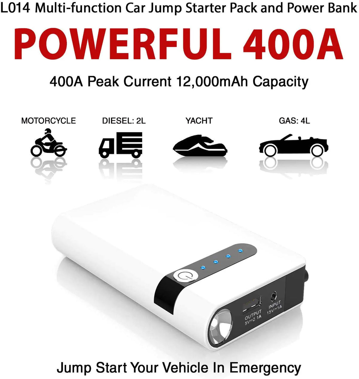 Démarreur de voiture Super Boost et chargeur d'alimentation pour tout gadget