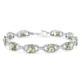 Bracelet de tennis tendance en argent sterling 925 avec améthyste verte taille coussin 7 x 7 mm et diamant taille ronde 1/20 ct (couleur IJ, pureté I1-I2) - 7"