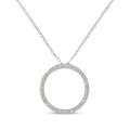 Collar con colgante de 18" con halo de diamantes de talla redonda de 3/4 quilates y círculo abierto en plata de ley 925 (color IJ, claridad I3)
