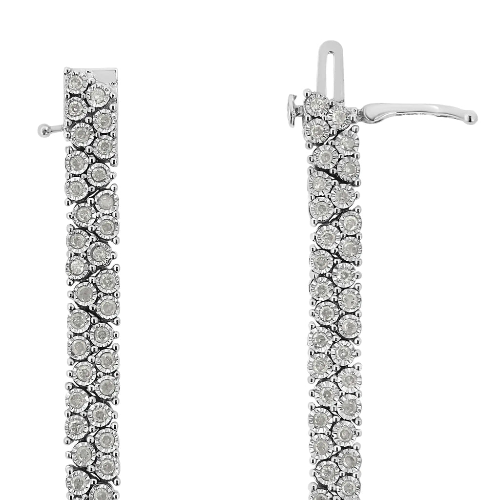 Pulsera de tenis de varias filas con trío de diamantes engastados en plata de ley .925 de 2,00 ct (color IJ, claridad I3) - 7,25"