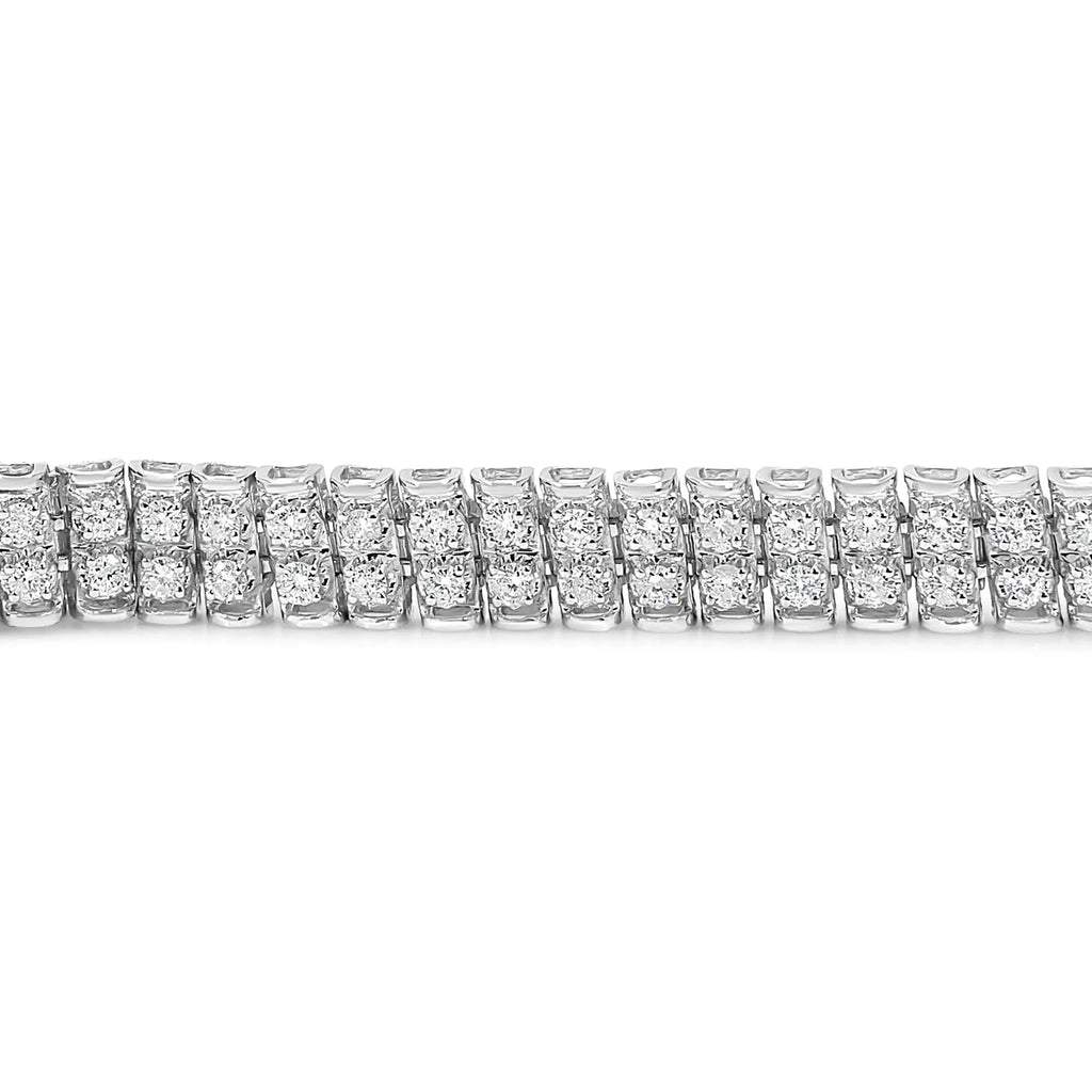 Pulsera de tenis de doble hilera de diamantes de 4,0 ct en plata esterlina 925 (color IJ, claridad I1-I2) - 7,5" pulgadas