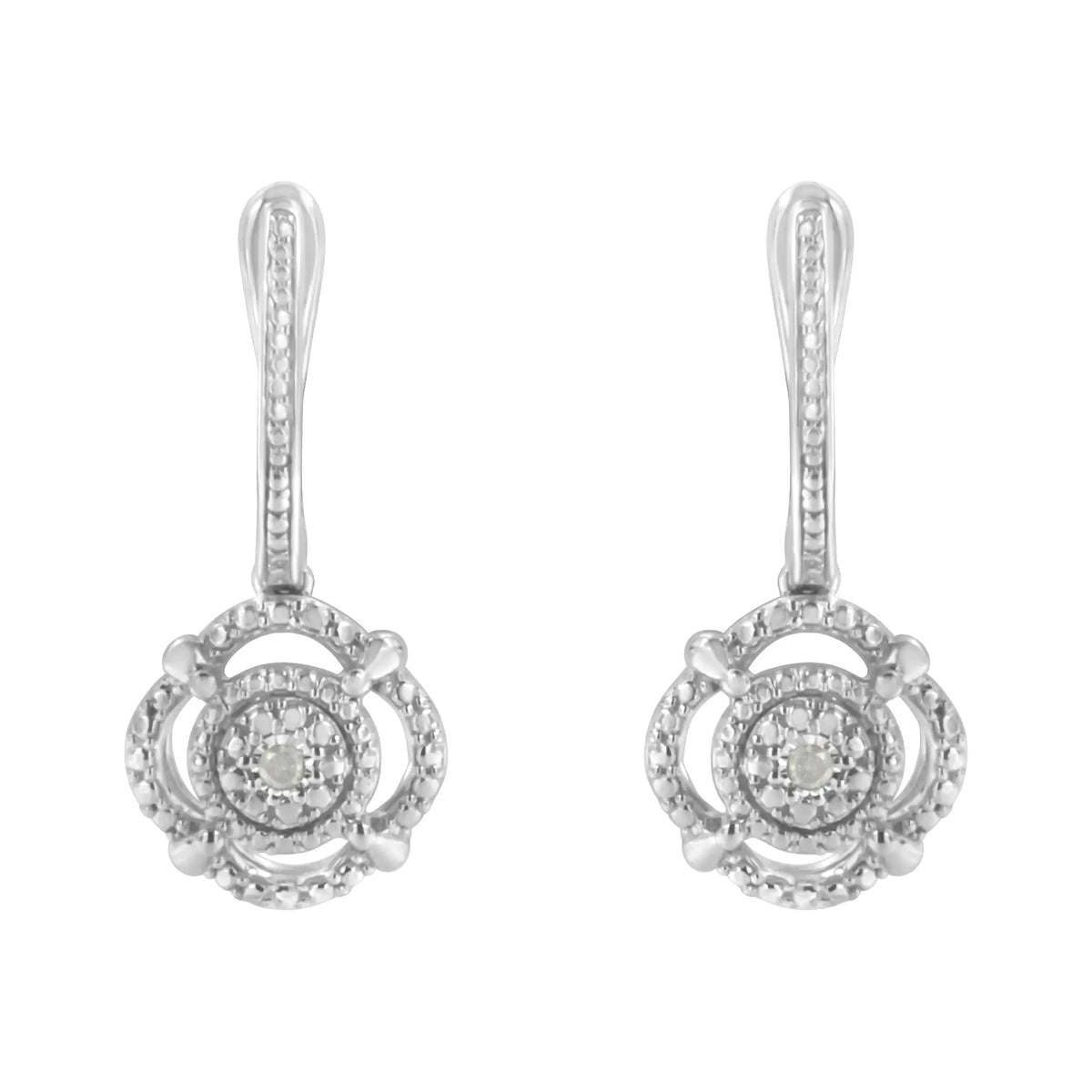 .925 Sterling Silver Miracle-Set Diamond Accent Drop and Dangle Earrings (I-J Color, I3 Clarity)