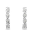 Boucles d'oreilles créoles en argent sterling 925 avec diamants sertis miracles 1/10 ct (couleur IJ, pureté I3)