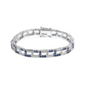 Pulsera de tenis de eslabones abiertos estilo art déco con detalles de diamantes y zafiro azul creado de 4 4/5 quilates en plata esterlina 925 (color IJ, claridad I3) - 7,5 pulgadas