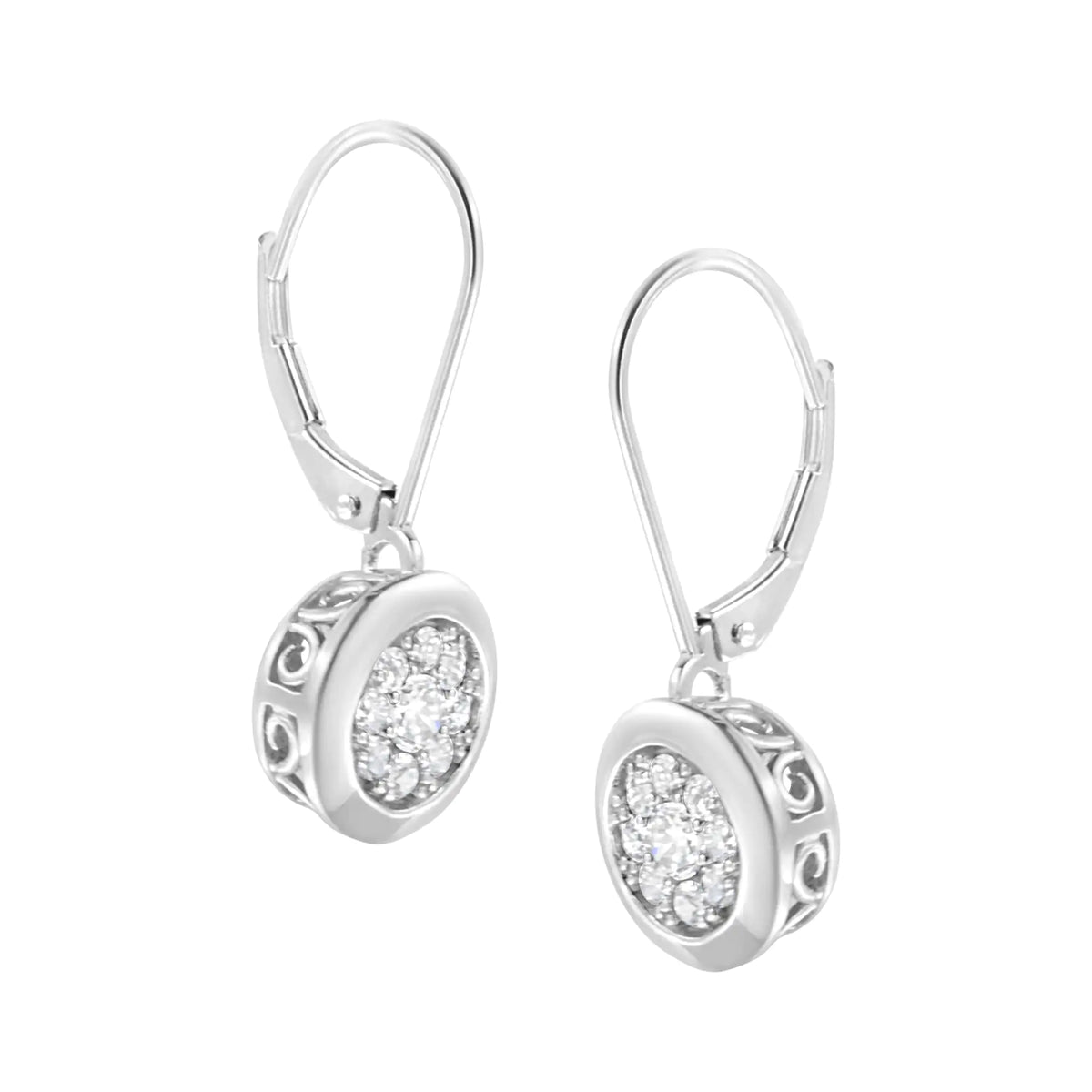 Aros colgantes de diamantes cultivados en laboratorio de 3/4 ct en plata esterlina 925 (color FG, claridad VS2-SI1)