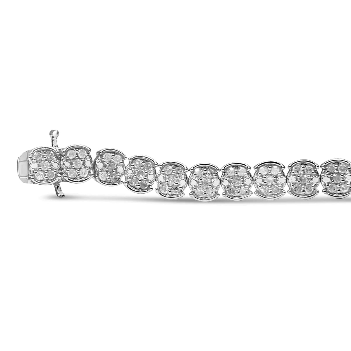 Pulsera de eslabones de diamantes de 2,0 ct en plata de ley 925 (color IJ, claridad I2-I3) - Tamaño 7,25"