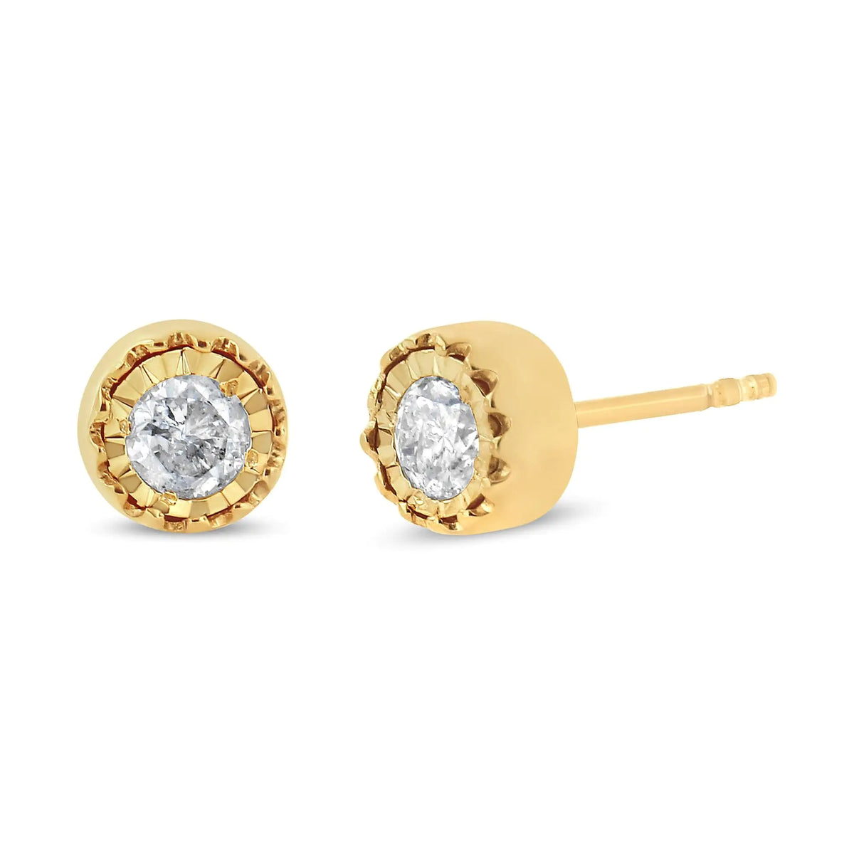 Pendientes de botón con solitario de diamantes de 3/8 quilates en plata de ley 925 Miracle Set (color JK, claridad I3)
