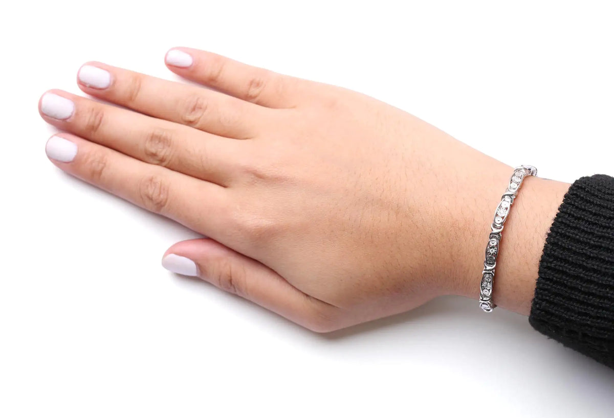 Pulsera de eslabones de diamantes redondos de 1/4 ct en plata de ley 925 (tamaño 7,50 in) (color IJ, claridad I2-I3)