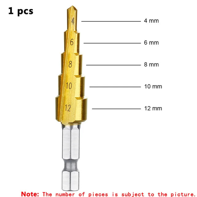 HSS 3-12mm 4-12mm 4-20mm HSS Straight Groove Step Drill Bit Titanium Coated Wood Metal Hole Cutter Core Drilling Tools Set