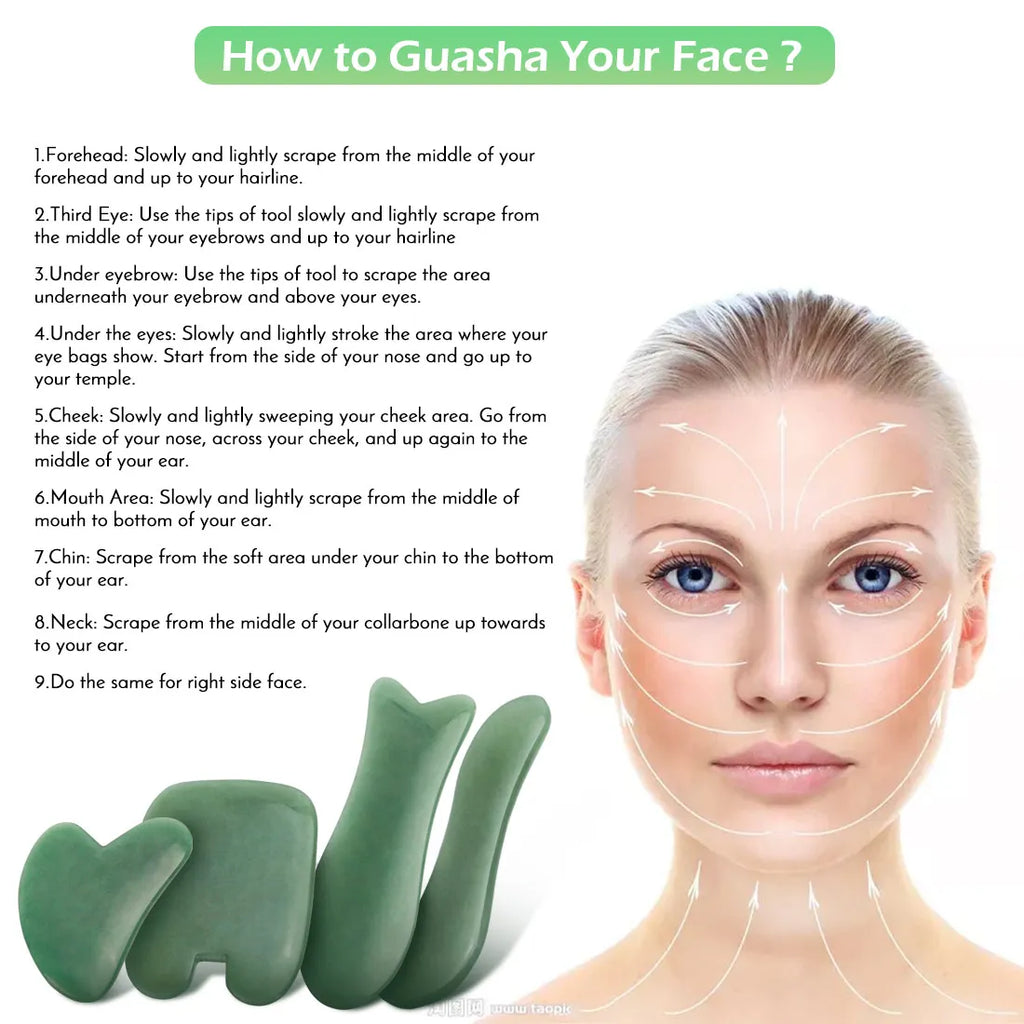 Rose Quartz Face Massager Gua Sha Scraper Natural Jade Stone Skin Care Massager for Body Facial Neck Back Beauty Health Eye SPA