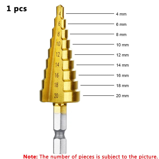HSS 3-12mm 4-12mm 4-20mm HSS Straight Groove Step Drill Bit Titanium Coated Wood Metal Hole Cutter Core Drilling Tools Set