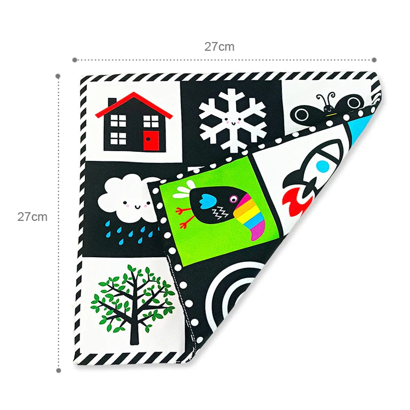 Baby Toys For Newborn Soft Cloth Book 0-24 Months Kids Learning Educational Black/White Cognition Rustle Sound Newspaper