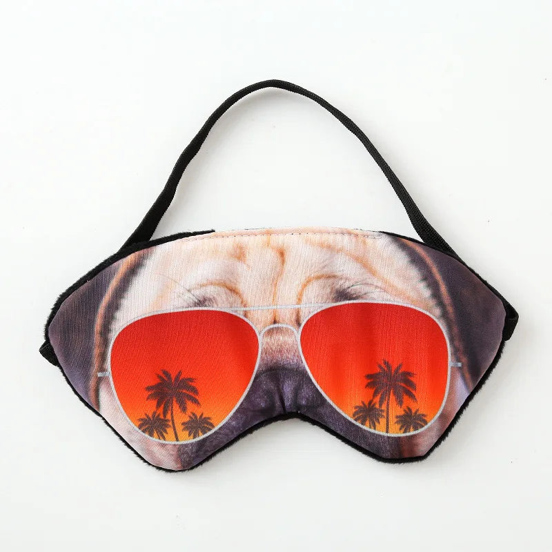 Travel Sleeping Blindfold Novelty Lifelike 3D Animal Eye Mask Funny Cat Tiger Pug Glasses Dog Cartoon Fox Eye Patch Sleep Mask
