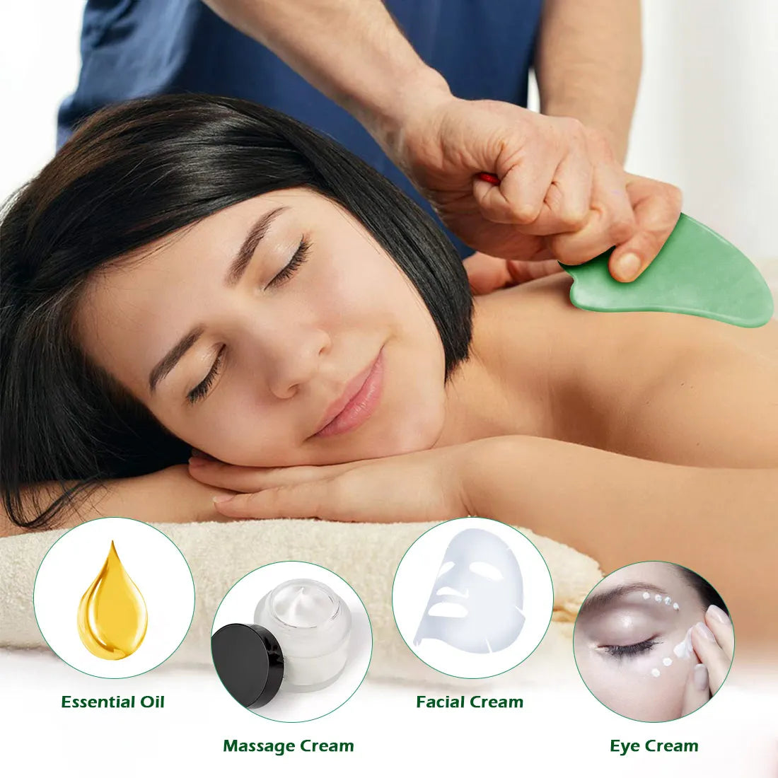 Rose Quartz Face Massager Gua Sha Scraper Natural Jade Stone Skin Care Massager for Body Facial Neck Back Beauty Health Eye SPA