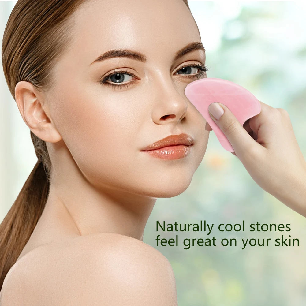 Rose Quartz Face Massager Gua Sha Scraper Natural Jade Stone Skin Care Massager for Body Facial Neck Back Beauty Health Eye SPA