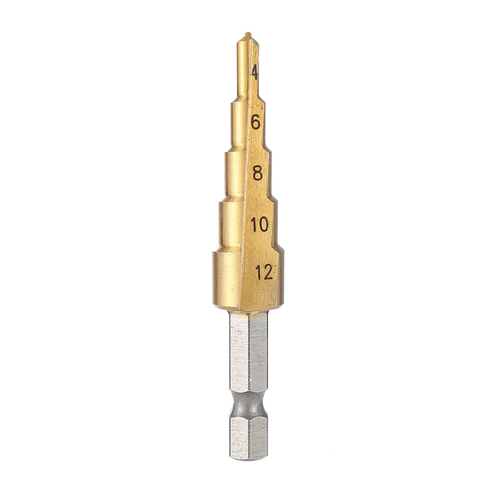 HSS 3-12mm 4-12mm 4-20mm HSS Straight Groove Step Drill Bit Titanium Coated Wood Metal Hole Cutter Core Drilling Tools Set