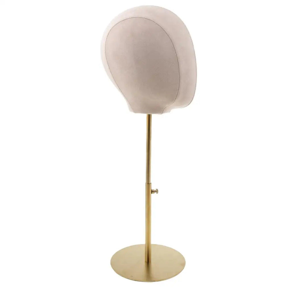 Premium 21'' Suede Cork Block Mannequin Head Wigs Display Stand Hat Glasses Cosmetology Model with Detachable Stand