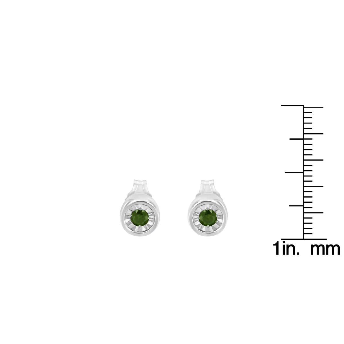 Aros con diamantes verdes de talla brillante de 1/5 ct engastados en forma de milagro en plata de ley 925 (color elegante, claridad I1-I2)