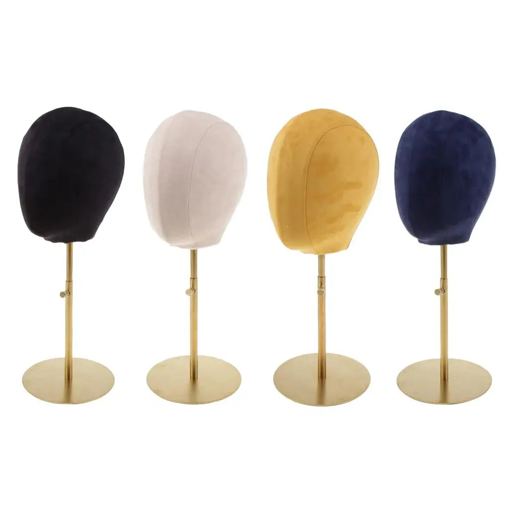 Premium 21'' Suede Cork Block Mannequin Head Wigs Display Stand Hat Glasses Cosmetology Model with Detachable Stand