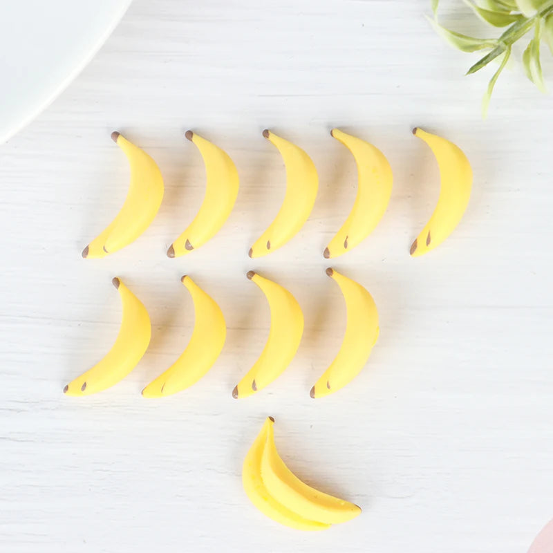 10Pcs 1:12 Dollhouse Miniature Resin Artificial Fake Miniature Food Fruit Banana Play DollHouse Toy Decorative Craft