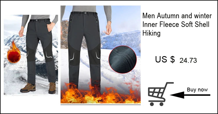 TRVLWEGO Hunting Climbing Camping Hiking Trekking Pants Softshell Autumn Winter Waterproof  Warmth Radiation Protection Men