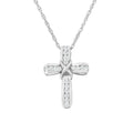 Collar con colgante en forma de cruz de diamantes cultivados en laboratorio de 1/4 ct en plata esterlina 925 (color FG, claridad VS2-SI1)