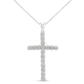 Collar unisex con colgante de cruz de diamantes de 1/4 ct y engaste milagroso en plata de ley 925 de 18" (color IJ, claridad I3)