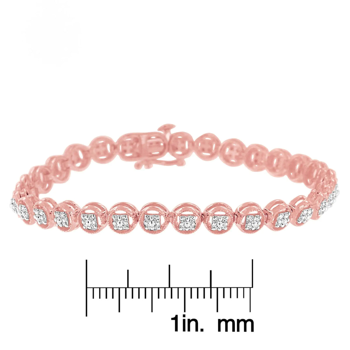 Pulsera de tenis con eslabones en forma de rueda de 7" y diamantes de 1/4 ct en plata esterlina 925 (color IJ, claridad I2-I3)