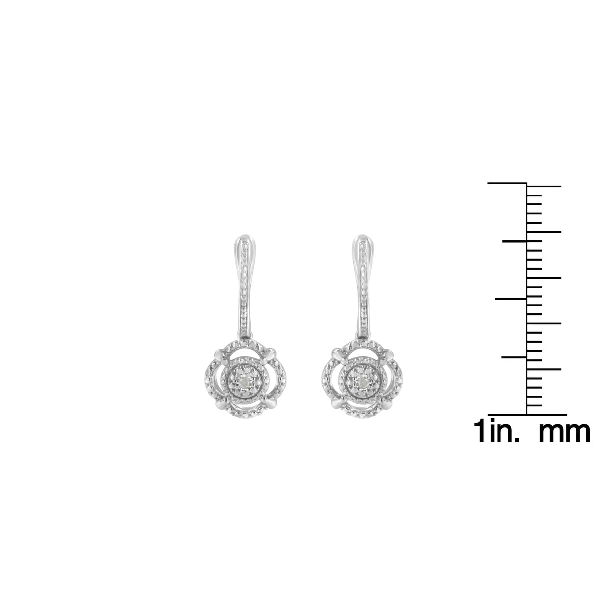 .925 Sterling Silver Miracle-Set Diamond Accent Drop and Dangle Earrings (I-J Color, I3 Clarity)