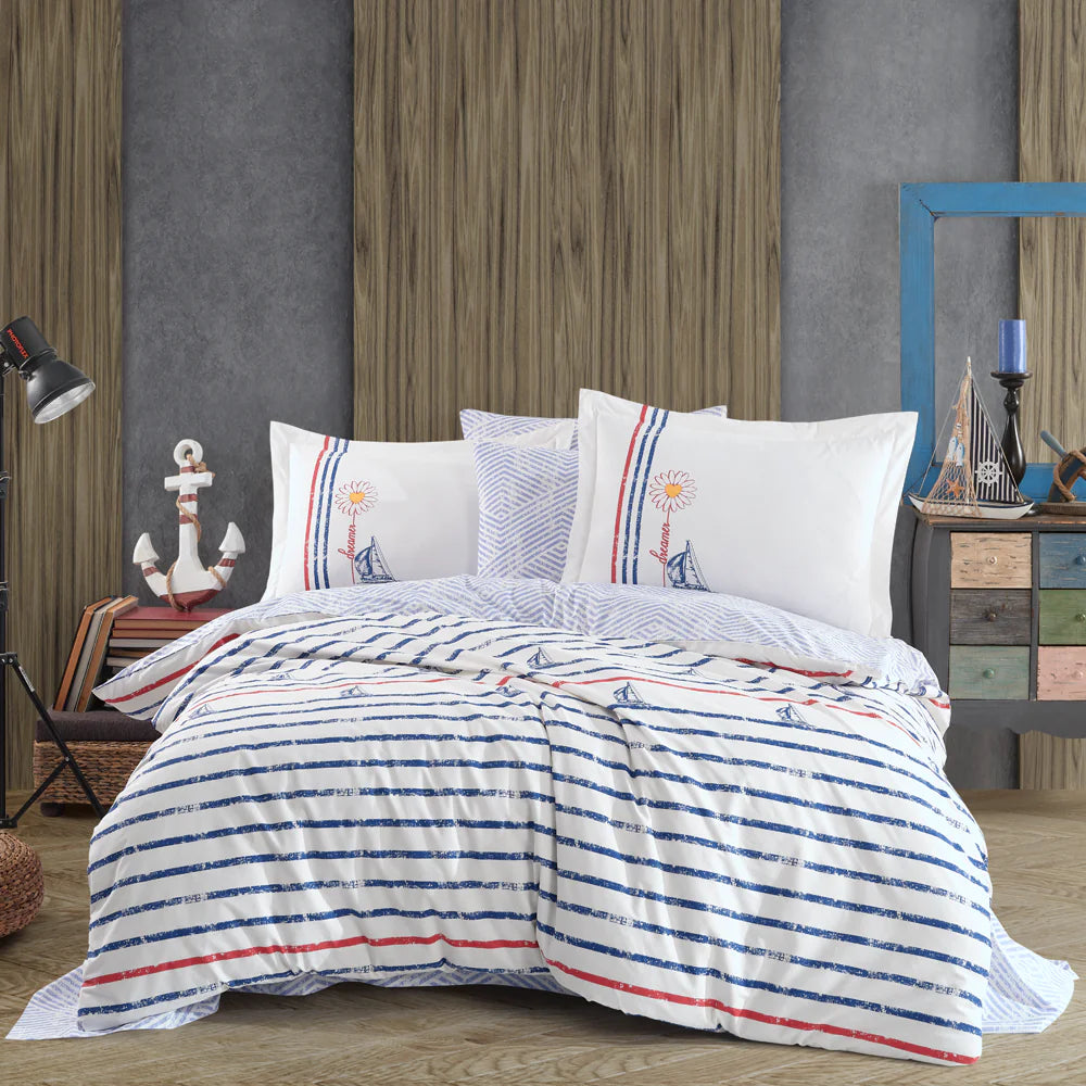 Juego de funda nórdica para cama de matrimonio de popelina blanca Hobby Olimpia