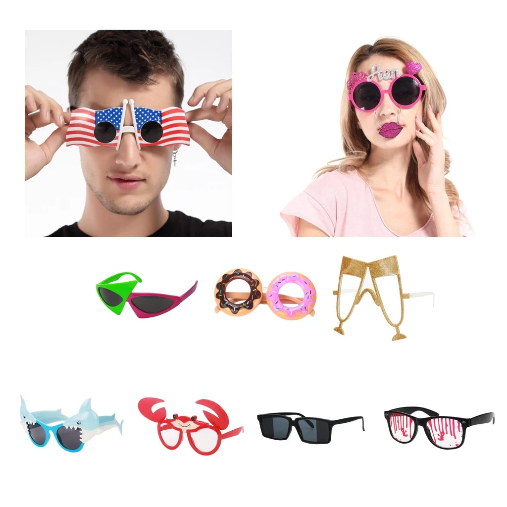 Assorted Novelty Sunglasses Funny Party Glasses Toy Party Tricks for Kids Adults Halloween Fancy Dress Summer Beach Cocktail