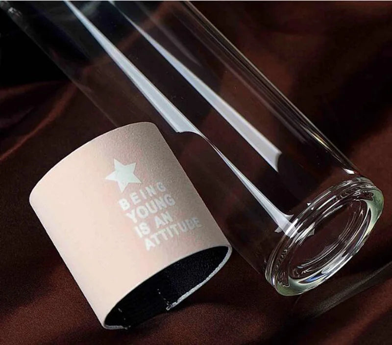 High Quality Glass Water  Bottles 500ml  Lid With Rope Drink Bottled For Beverages Outdoor Brief Portable Tea bottle