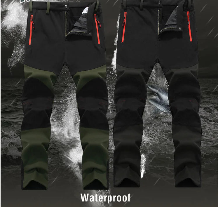 TRVLWEGO Hunting Climbing Camping Hiking Trekking Pants Softshell Autumn Winter Waterproof  Warmth Radiation Protection Men