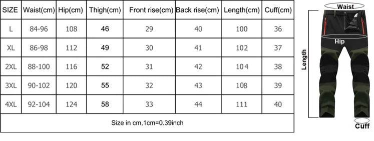 TRVLWEGO Hunting Climbing Camping Hiking Trekking Pants Softshell Autumn Winter Waterproof  Warmth Radiation Protection Men